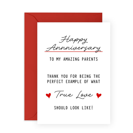 Sweet Anniversary Card For Mum and Dad - 'Anniversary For Parents' - Gift for Mother, Father, Them From Son, Daughter - Example of True Love - Comes with Fun Stickers