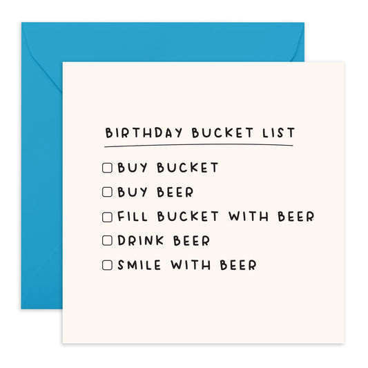 Funny Birthday Card with Checklist - 'Bucket List Wine' - Gifts for Friends, Family, Co-worker, Colleagues, Bestie, Bruv, Mate, Brother, Him, Guys, Men - Wine List - Comes with Fun Stickers
