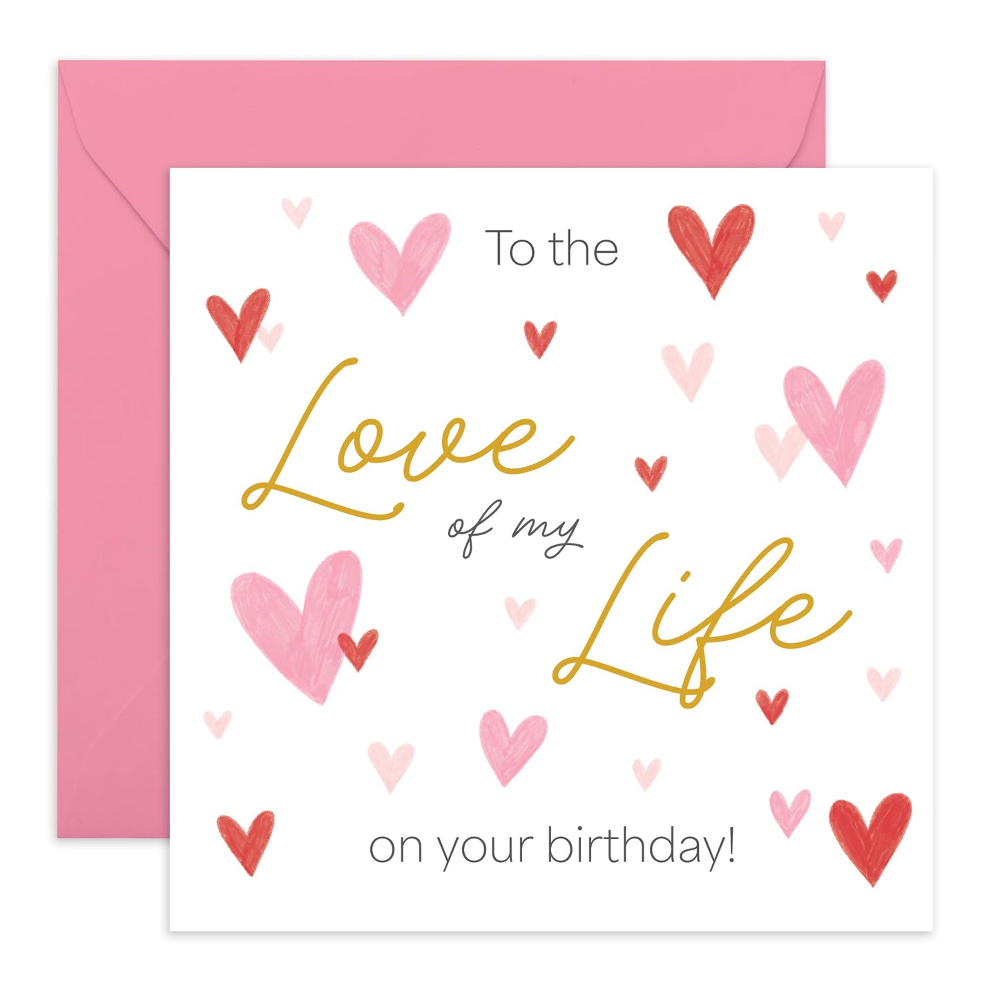 Romatic Birthday Card Hearts - 'Love OF My Life Birthday' - Gifts for Couples, Her, Sweetheart, Babe, Darling, Other Half, Married - Lovely - Comes with Fun Stickers
