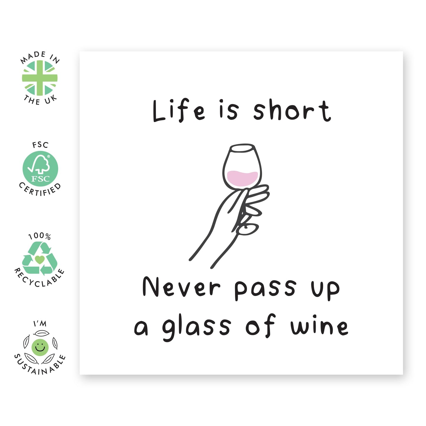 Funny Birthday Card About Drinking - 'Never Pass Up Wine' - Gifts for Besties, BFF, Best Friend, Colleague, Co-workers, Bruv, Mate, Cousin, Sister - Enjoy It - Comes with Fun Stickers