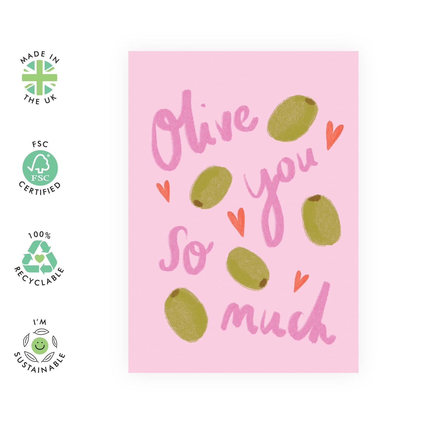Love Cards For Her Him - 'Olive You So Much' - Valentines Day Card For Boyfriend Girlfriend Kids - Happy Anniversary Cards For Husband - I Love You Gifts Romantic - Comes With Stickers