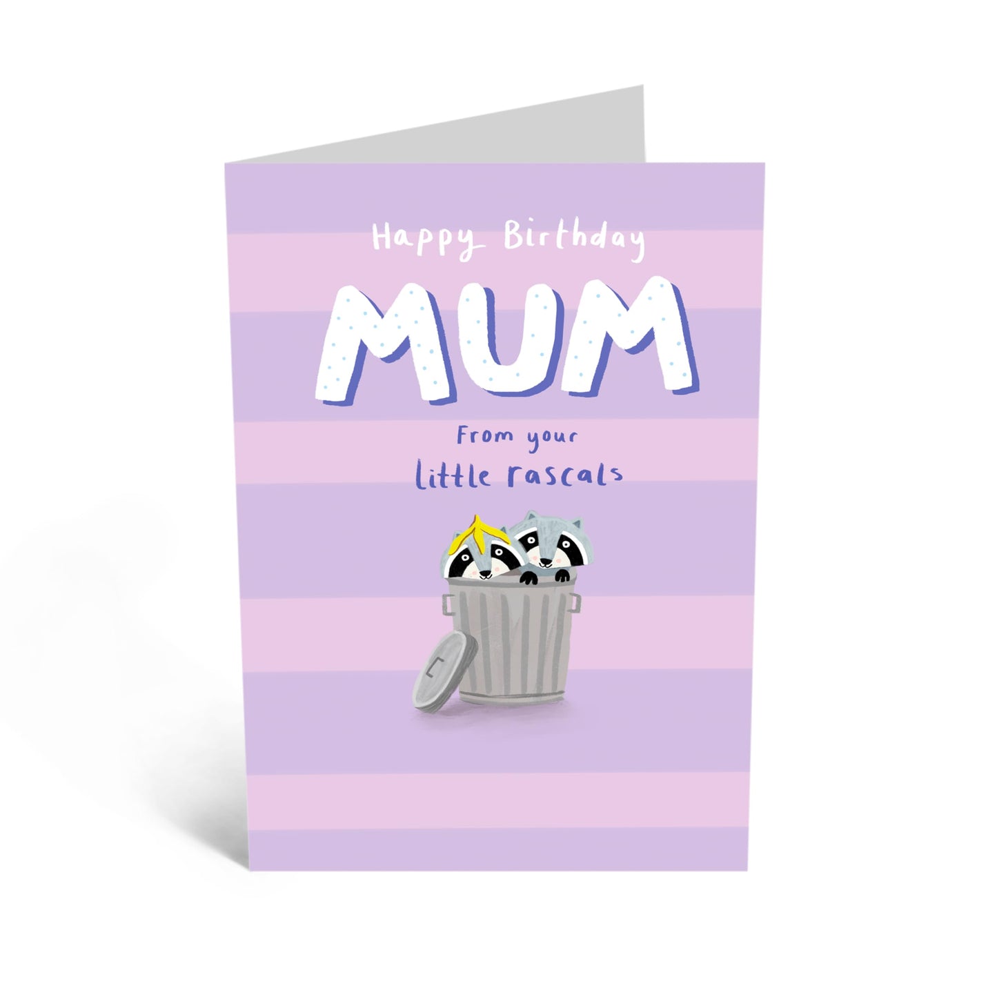 Mother Birthday Card - 'HBD Mum Raccoons' - Gift for Mother, Mum, Mama from Kids, Children, Son, Daughter - We Love You - Comes with Fun Stickers
