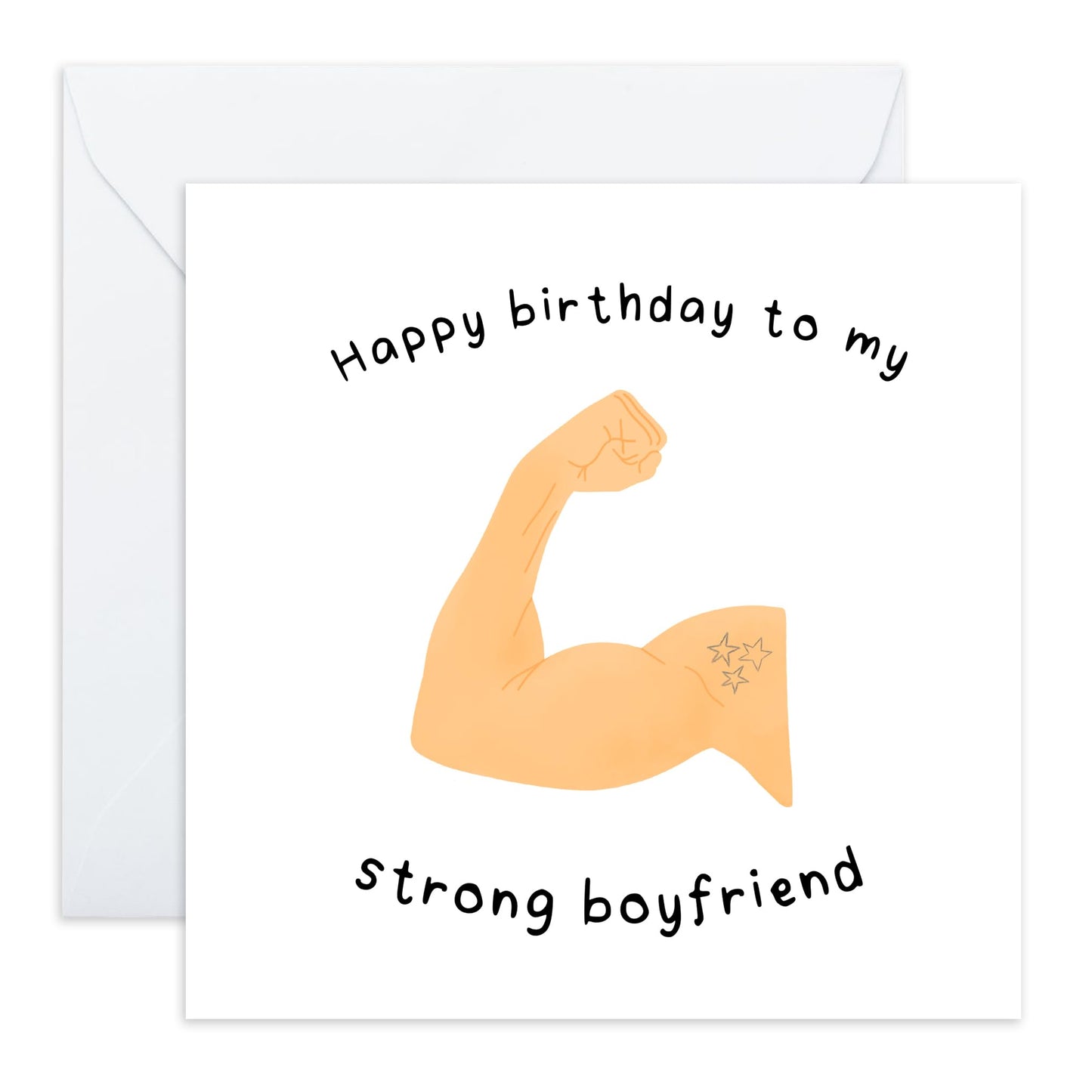 Birthday Card For Him & Gym Enthusiasts - 'Strong Boyfriend' - Gifts for Men, Boyfie, Babe, Darling, Guys, Boys from Girlfriend - Big Biceps - Comes with Fun Stickers