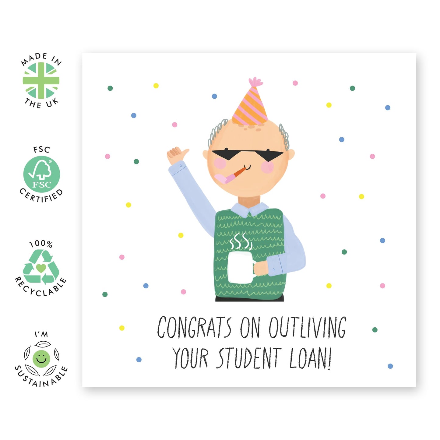 Rude Birthday Cards For Men - Congrats On Outliving Your Student Loan - Funny Birthday Greeting Cards For Women - Friends Birthday Card - For Brother Sister - Comes With Fun Stickers By Central 23