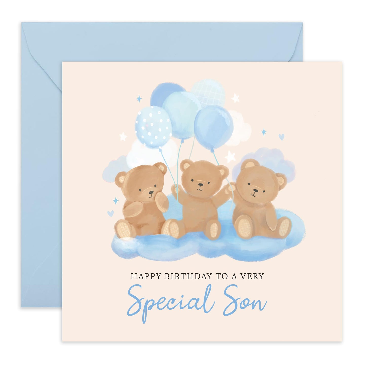 Baby Boy Birthday Card - 'Teddy Son Birthday' - Gifts for Babies, Kids, Children, Toodler from Mum & Dad - Toddlerhood - Comes with Fun Stickers