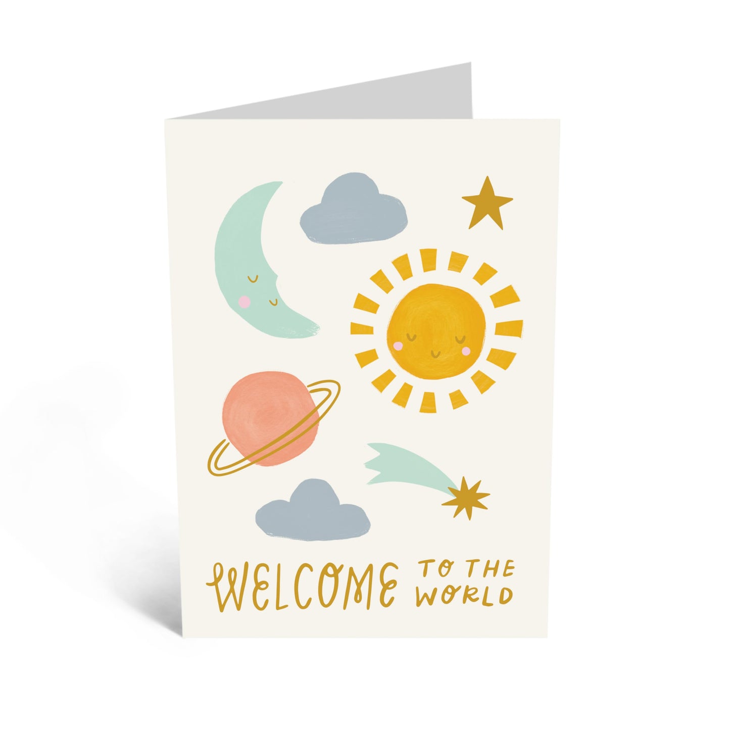Greeting Card - 'WELCOME SPACE WORLD BABY' - Perfect for Celebrating the Arrival of a New Baby with a Cosmic Theme - Ideal for Baby Showers or Announcements - Comes with Stickers by Central 23