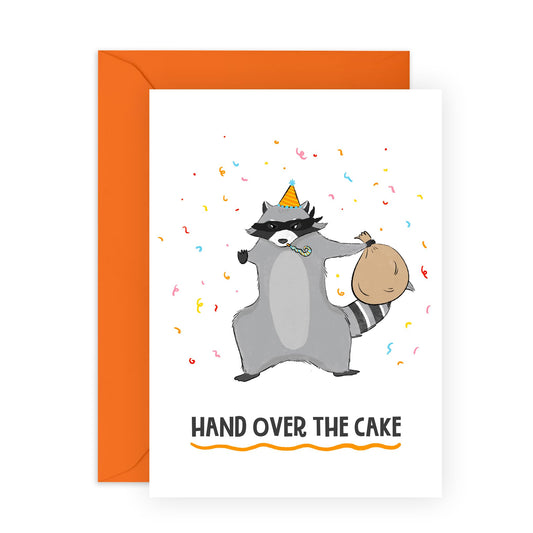 Happy Birthday Cards For Her Him - Raccoon Birthday Cake Robbery - Animal Greeting Card For Kids - Birthday Card For Men Women - Gifts For Brother Sister - Comes With Fun Stickers - By Central 23