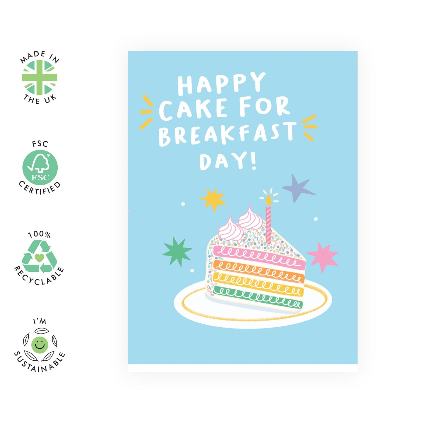 Women Birthday Card - Cake For Breakfast - Female Birthday Cards For Her - Birthday Gifts For Sister Mum Friend - Girls Birthday Cards - Comes With Stickers - By Central 23