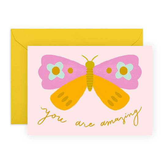 Pretty Birthday Cards For Women - You Are Amazing Butterfly - Cute Appreciation Cards For Mum Sister Wife - Friendship Gifts - Thank You Cards For Her - Comes With Stickers - By Central 23