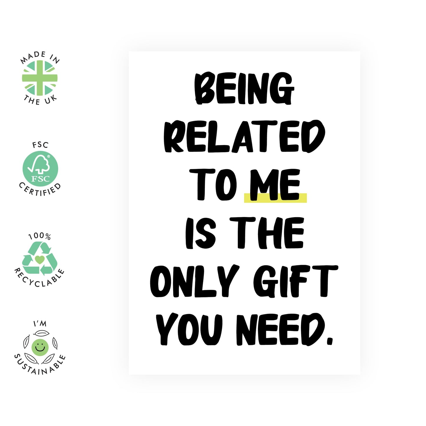 Happy Birthday Card For Men Women - Being Related To Me - Brother Birthday Cards - Sister Birthday Card - Funny Gifts For Mum Or Dad - Comes With Stickers - By Central 23