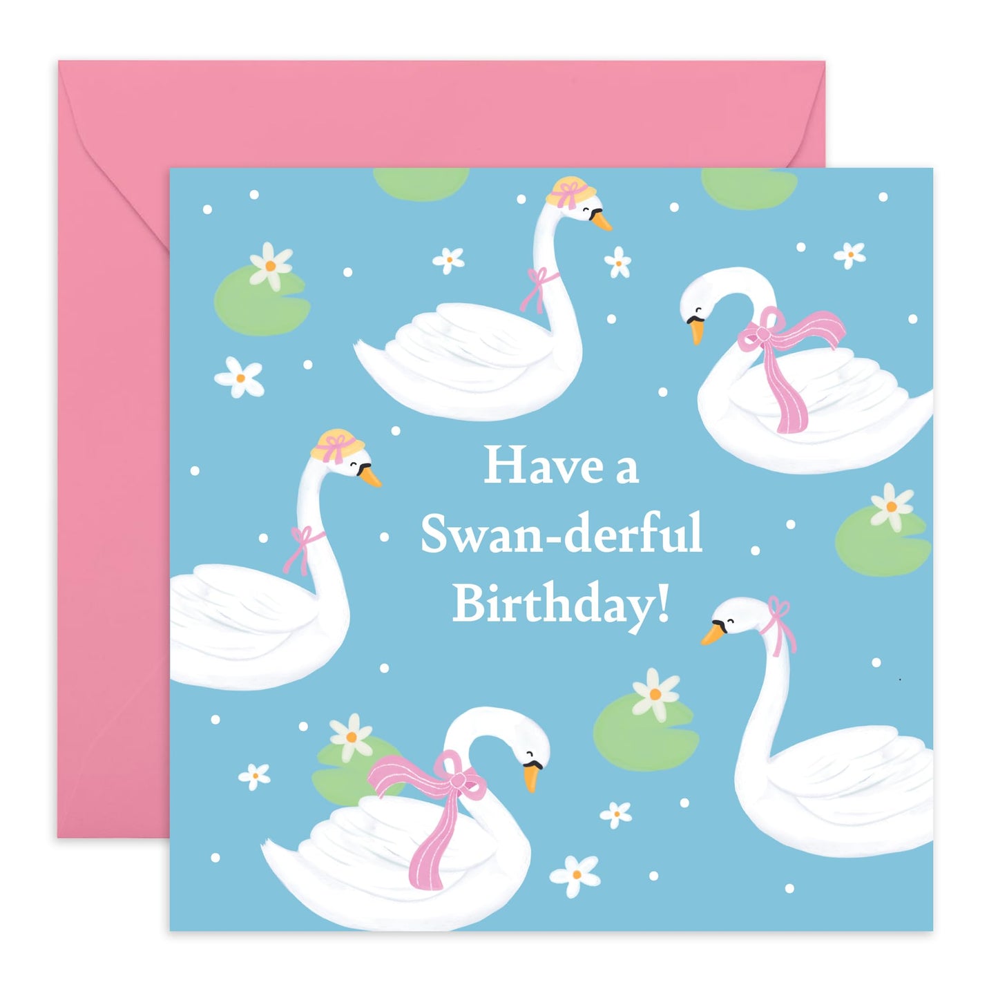 Birthday Card For Men Women - Have A Swan-der-ful Birthday - Daughter Birthday Card From Mum - Grandma Greeting Cards - Gifts For Him Her - Comes With Stickers By Central 23