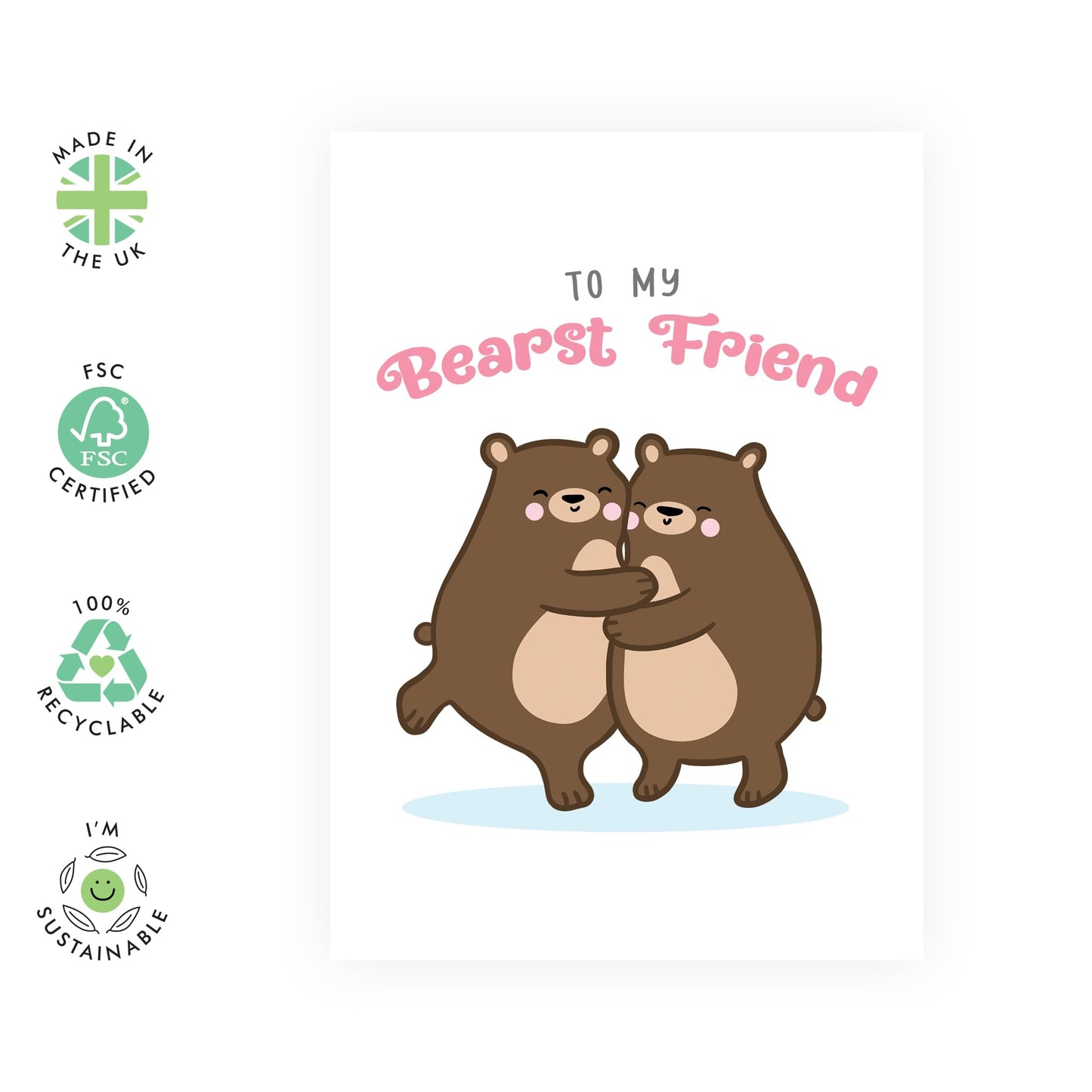 Best Friend Birthday Card For Men And Women - To My Bearst Friend - Cute Birthday Cards For Friends - Gifts For Son Daughter Niece Nephew - Comes With Stickers By Central 23