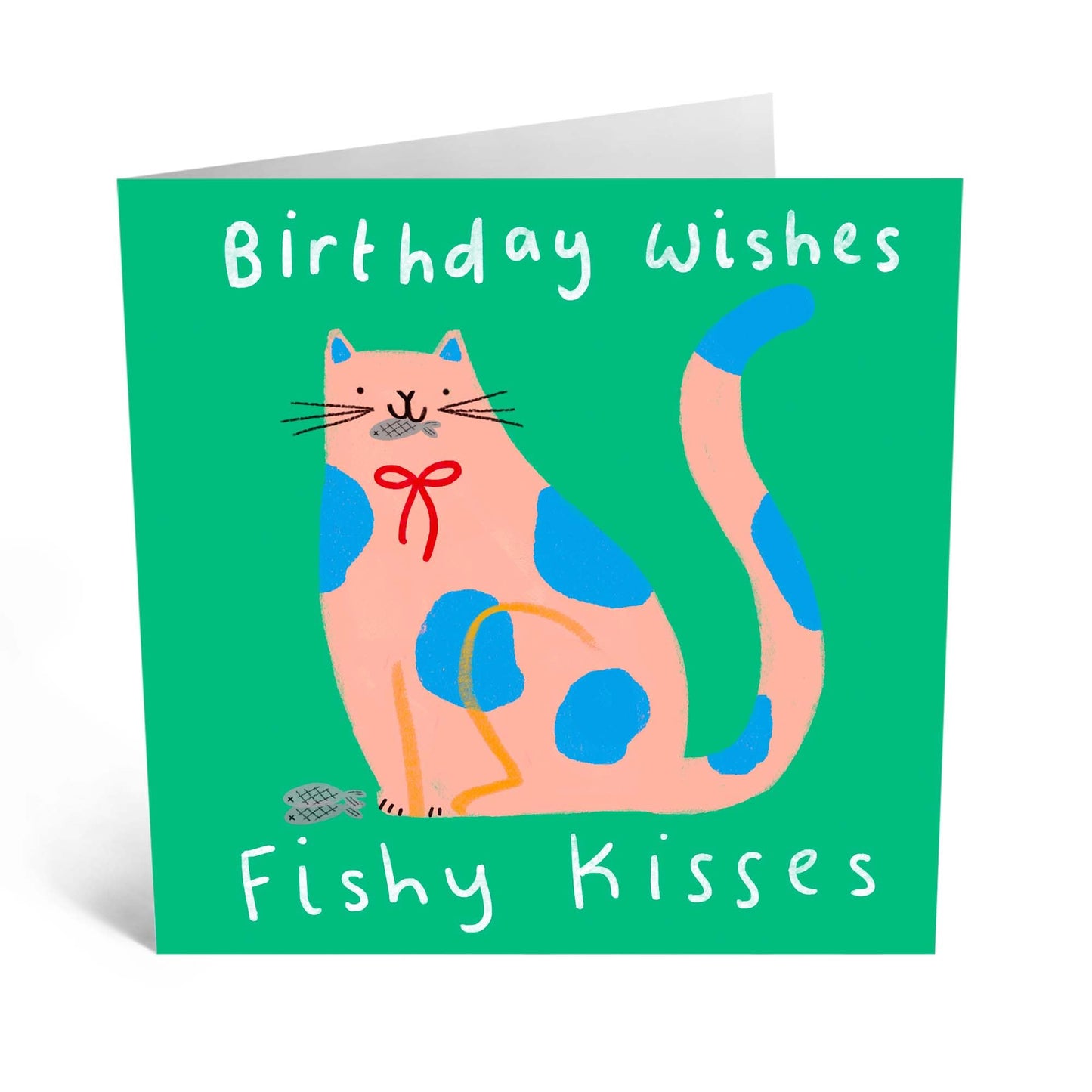 Birthday Card - 'BDAY WISHES FISHY KISSES' - Perfect for Celebrating with a Splash of Fun - Ideal for Friends, Family, or Anyone Who Loves Playful Birthday Wishes - Comes With Stickers By Central 23