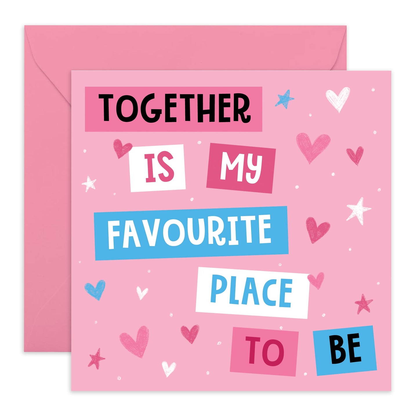 Cute Anniversary Card - 'Together is my Favourite' - Thoughtful Gift for Husband, Wife, Mum, Dad, Couples,Girlfriend, Boyfriend - Cute Pair - Comes with Fun Stickers