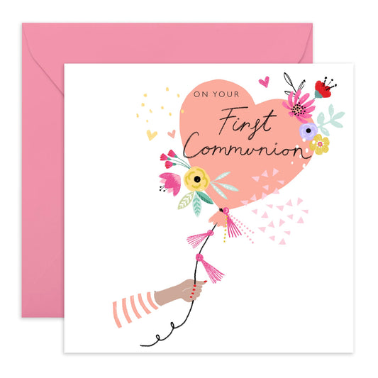 1st Communion Favors For Girls - On Your First Communion - Religious Cards With Envelopes - Communion Gifts For Granddaughter Goddaughter Niece - Comes With Fun Stickers - By Central 23