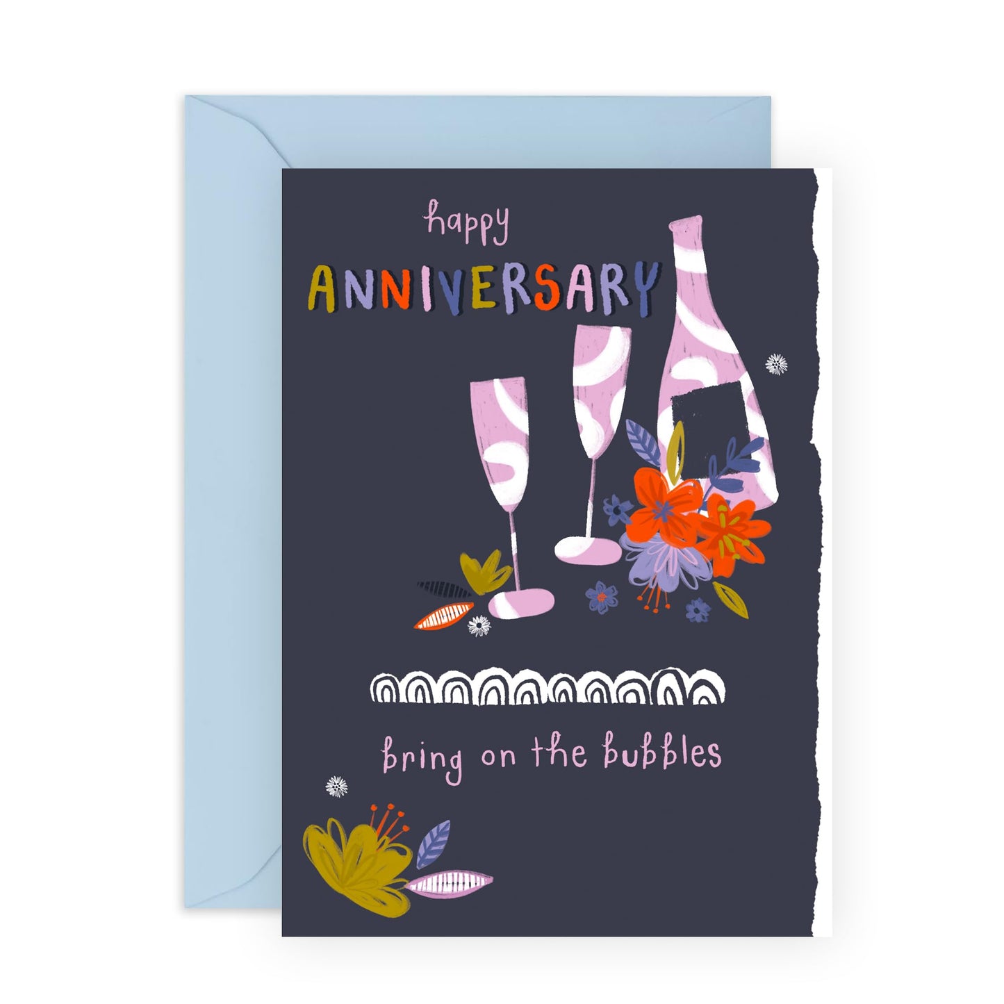 Anniversary Card For Husband Wife - Anniversary Floral Bubbles - Wedding Anniversary Card For Mum Dad - Gift For Daddy Mummy - Comes With Stickers - By Central 23