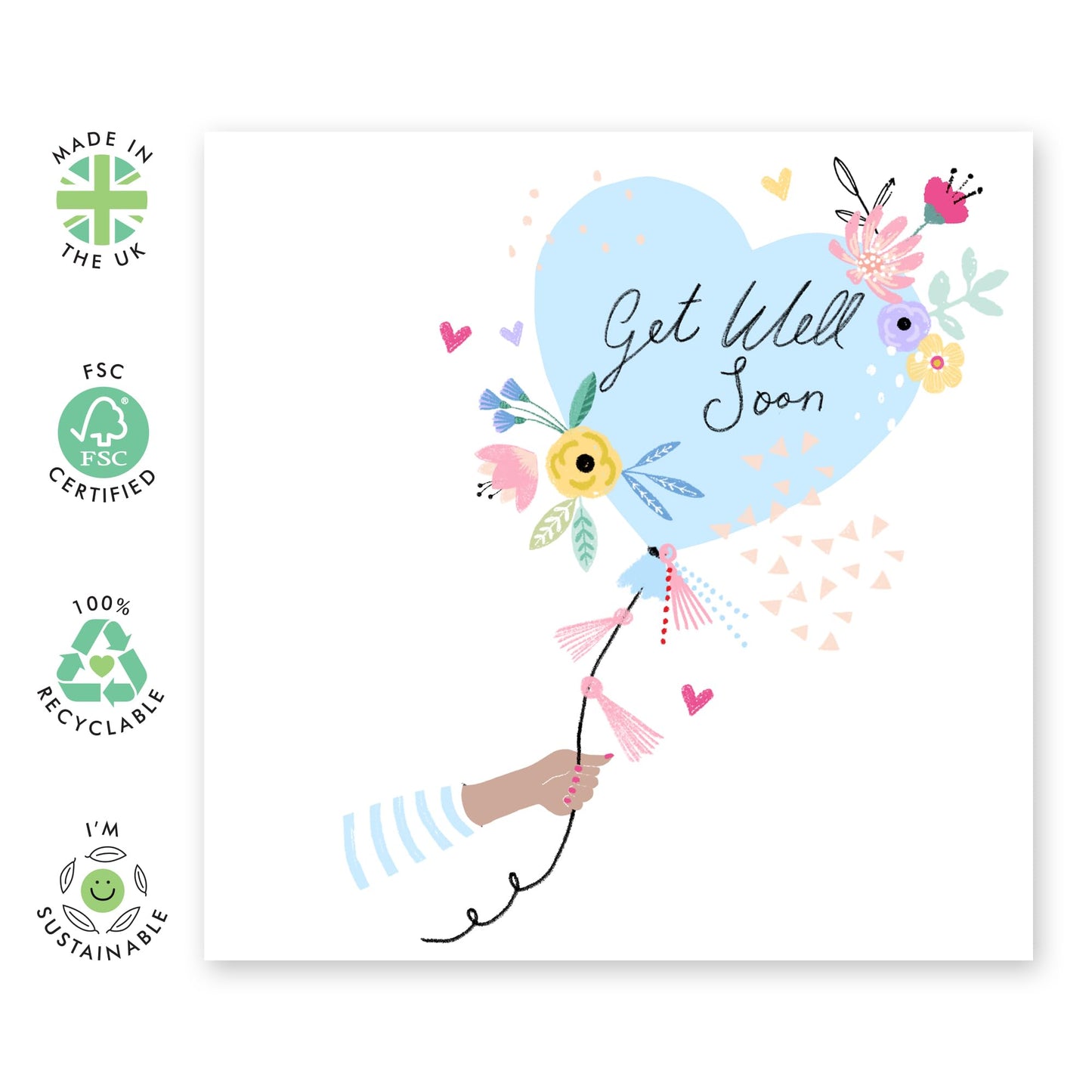 Get Well Soon Cards And Envelope - Get Well 21 - Encouragement Cards For Men Women - Floral Greeting Card - For Girl Friends - Speedy Recovery Him Her - Comes With Stickers - By Central 23