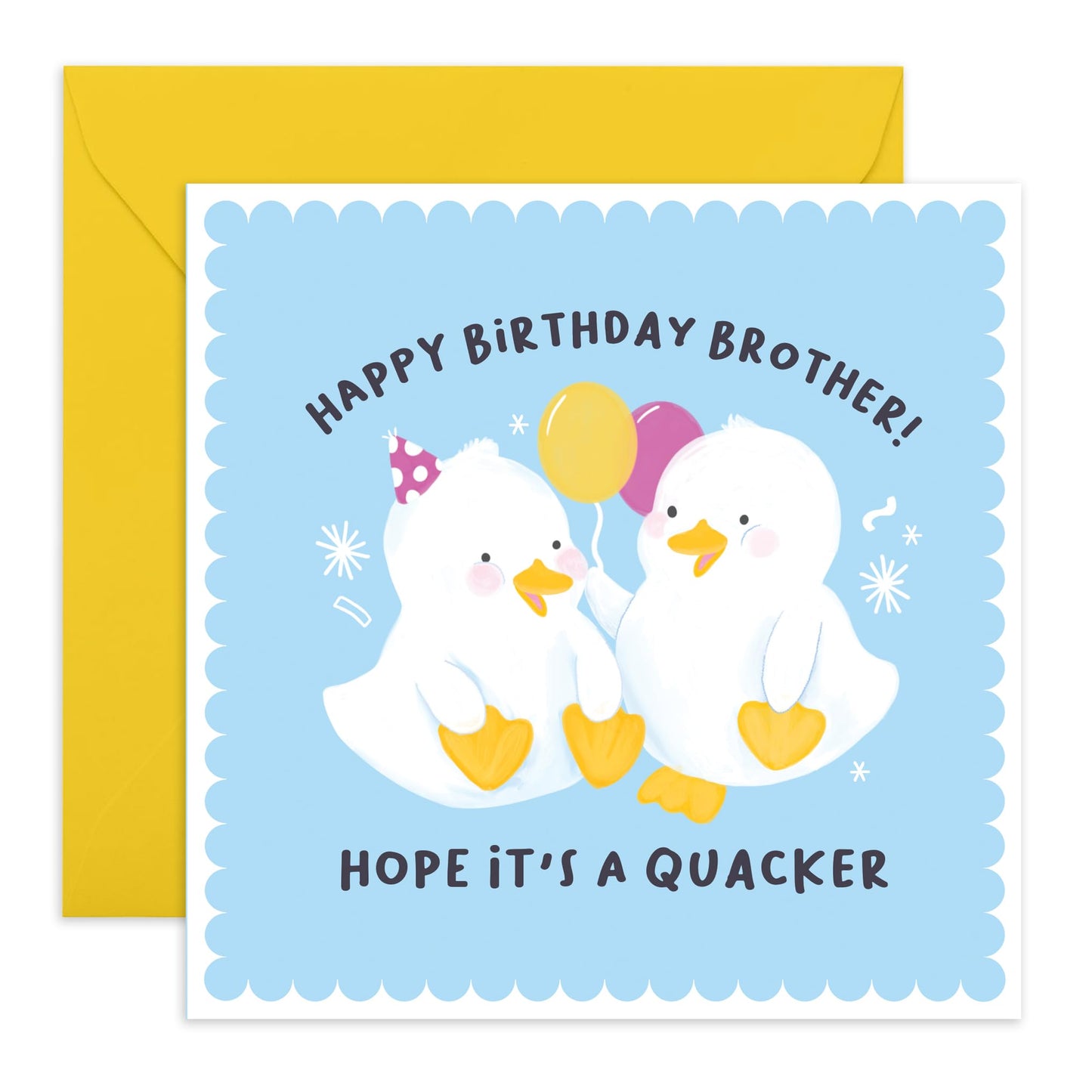 Brother Birthday Card - Have A Quacker Brother - Sweet Birthday Card - Funny Greeting Cards For Men - Gifts For Male - Comes With Fun Stickers - By Central 23