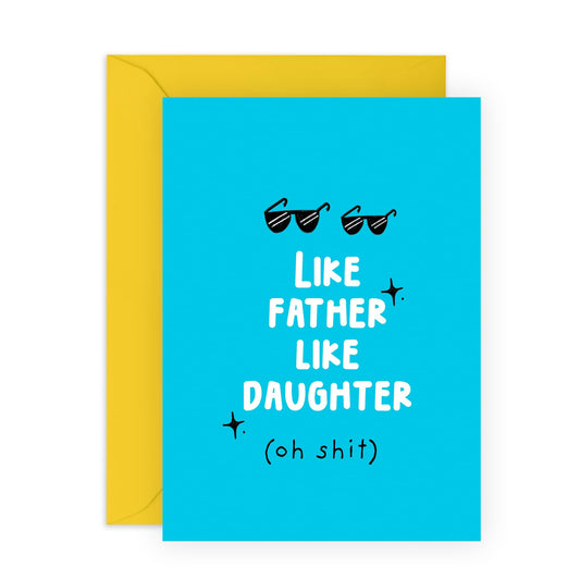 Dad Birthday Cards Funny - Like Father Like Daughter - Greeting Cards For Father's Day - Dad Gifts From Daughter - For Step Dad Daddy Papa - Comes With Stickers - By Central 23
