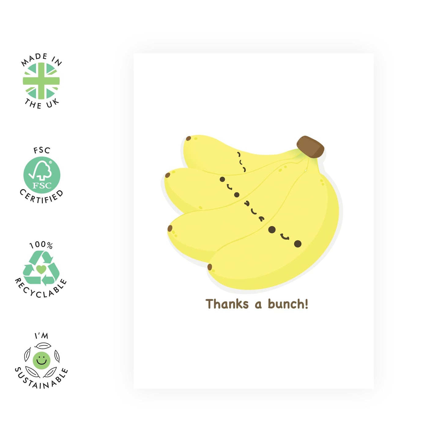 Funny Thank You Card - Thanks A Bunch Banana - Food Pun - Humorous Thank You Cards For Men Women - Appreciation Gifts For Mum Dad Son Daughter - Comes With Stickers - By Central 23