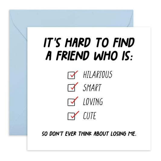 Best Friend Birthday Card - Bestie Birthday Card - Hard To Find A Perfect Friend Like Me - Cute Galentines Day Cards For Girlfriends - Thank You Cards - Comes With Fun Stickers By Central 23