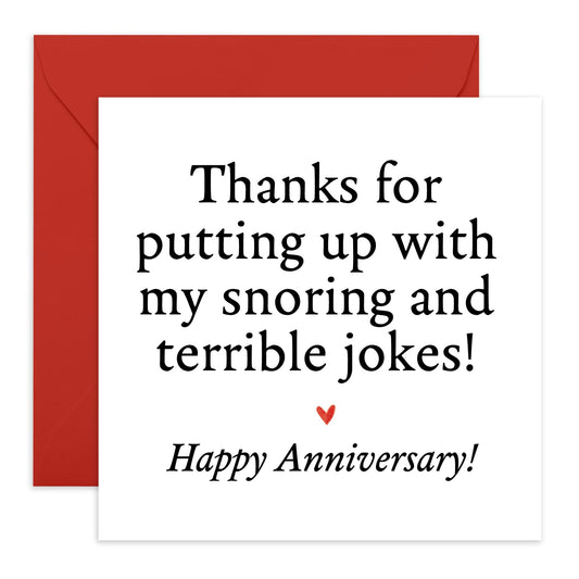 Greeting Card - 'SNORING AND BAD JOKES' - Perfect for Celebrating the Quirks & Humor in Your Relationship - Ideal for Adding a Touch of Fun to Your Special Someone - Comes With Stickers By Central 23