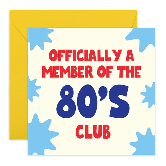 80th Birthday Card For Men Women - 80'S CLUB - Grandparents Birthday Greeting Card - Birthday Card - Happy Eightieth Birthday Card - Comes With Fun Stickers By Central 23