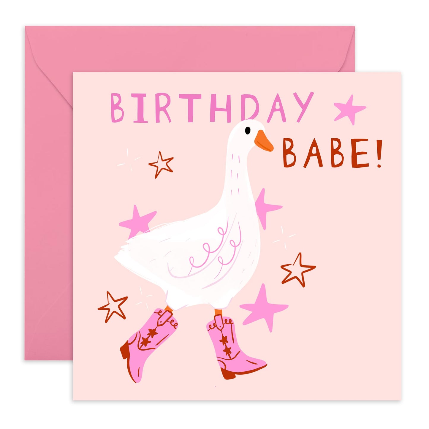 Cute Geese Birthday Card - 'Birthday Babe' - Gifts for Best Friends, Besties, BFF,Girlfriends, Sister, Sis, Gals - Geese In Boots - Comes with Fun Stickers