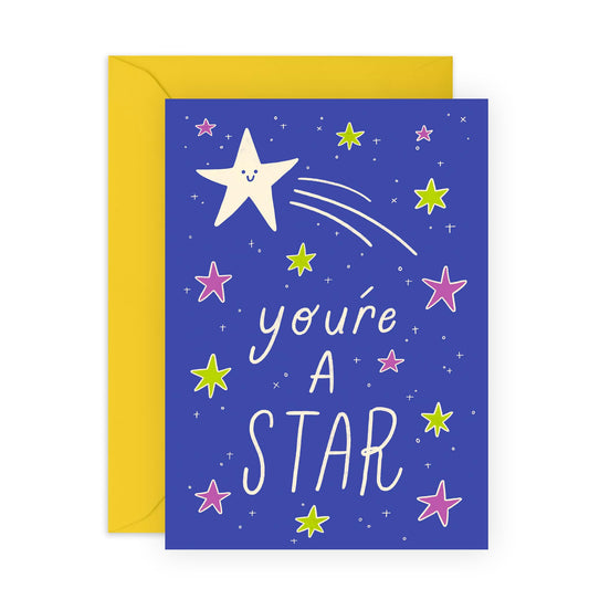 Cheerful Card - 'YOU'RE A STAR' - Perfect for Uplifting Anyone with a Positive Message - Ideal for Him Her Friends Family & Loved Ones - A Bright Way to Spread Joy - Comes With Stickers By Central 23