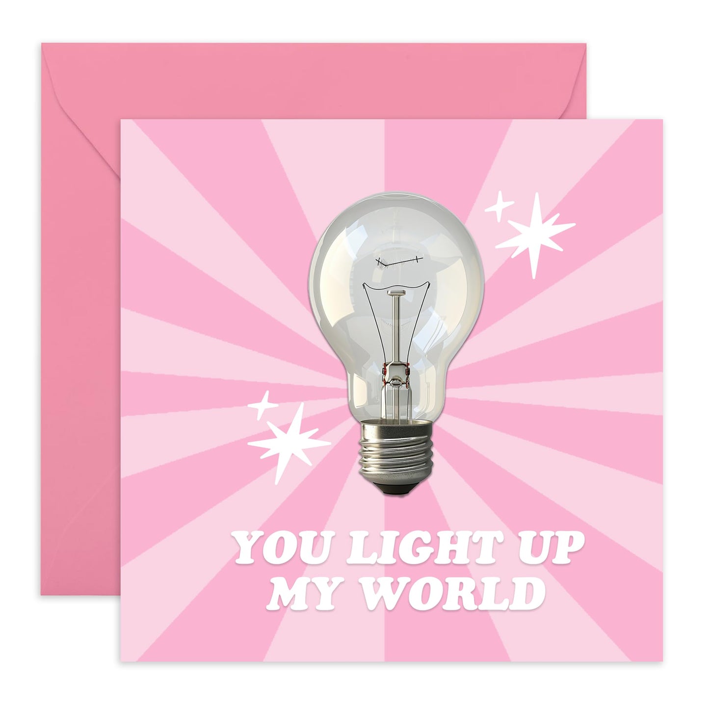 Creative & Cute Anniversary Card - 'You Light Up My World' - Smiles for Wife, Husband, Girlfriend, Boyfriend, Parents, Crush, Friend - Sweet Messages - Comes with Fun Stickers