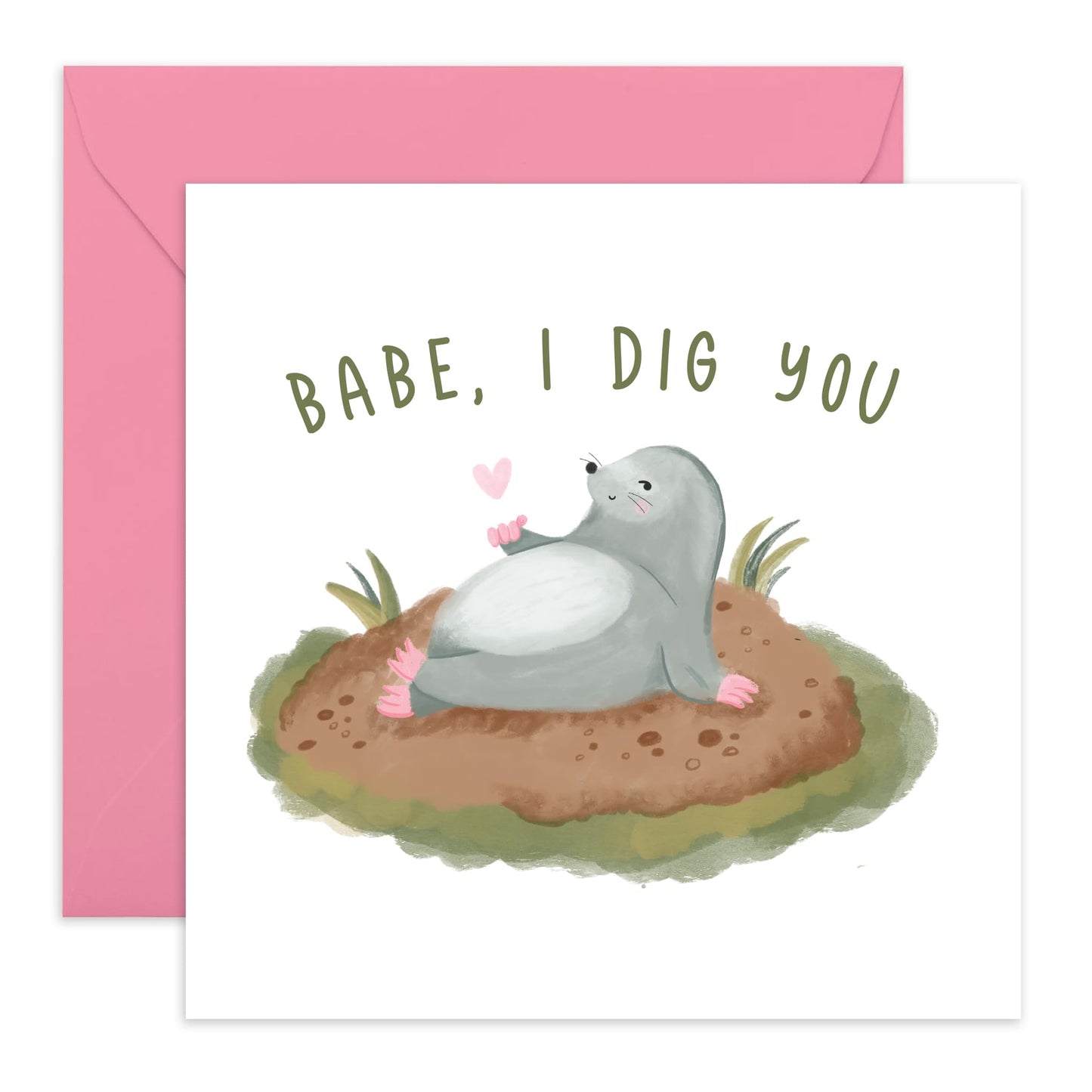 Funny Valentines Day Card - 'I Dig You Mole' -Gifts for Husband, Wife, Boyfriend, Girlfriend, Him, Her, Partner, Spouse, Love, Darling, Babe, Sweetheart - Sweet Lines - Comes with Fun Stickers