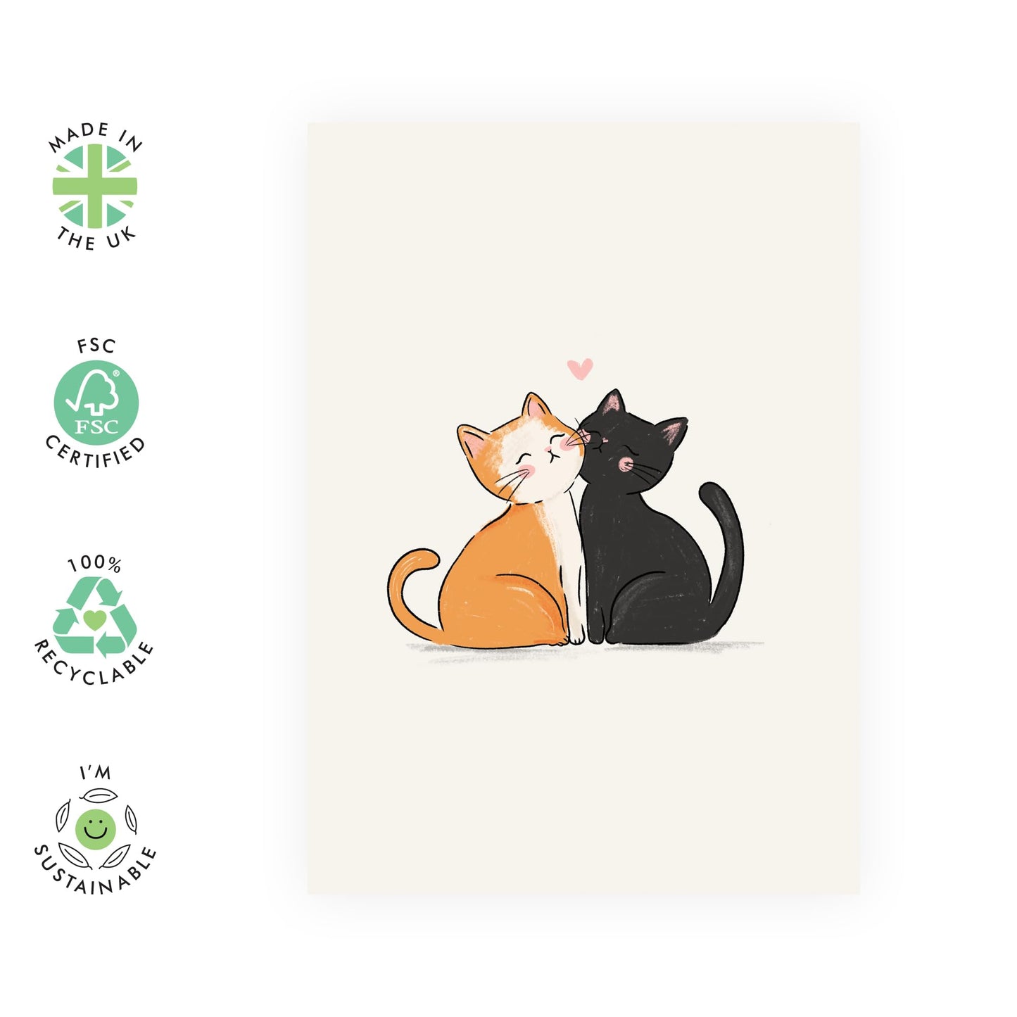 Greeting Card - 'CATS HEARTS' - Perfect for Adding a Purr-fectly Sweet Touch to Any Occasion - Ideal for Cat Lovers Him Her Husband Wife Girlfriend Boyfriend Spouse - Comes with Stickers By Central 23