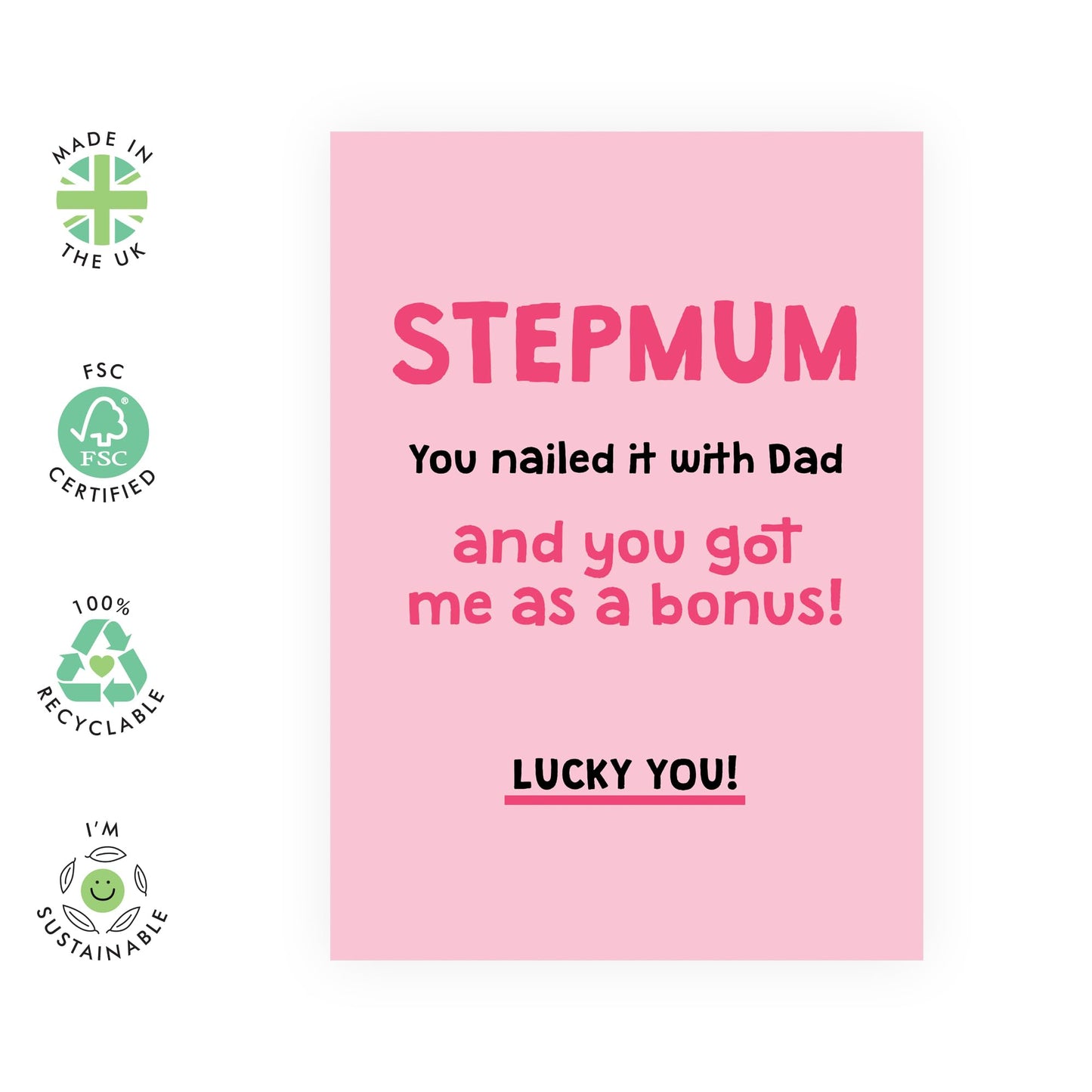 Step Mum's Birthday Card - Funny Mother's Day Card For Step Mummy, Mama, Ma, Her, from Son or Daughter - Hilarious Birthday Card Gift For Women, Family - Comes With Fun Stickers