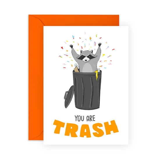 Birthday Cards For Him Her - You Are Trash Raccoon - Birthday Cards For Mum Dad - Gift From Friend - Greeting Cards For Sister Brother - Friend- Comes With Stickers - By Central 23