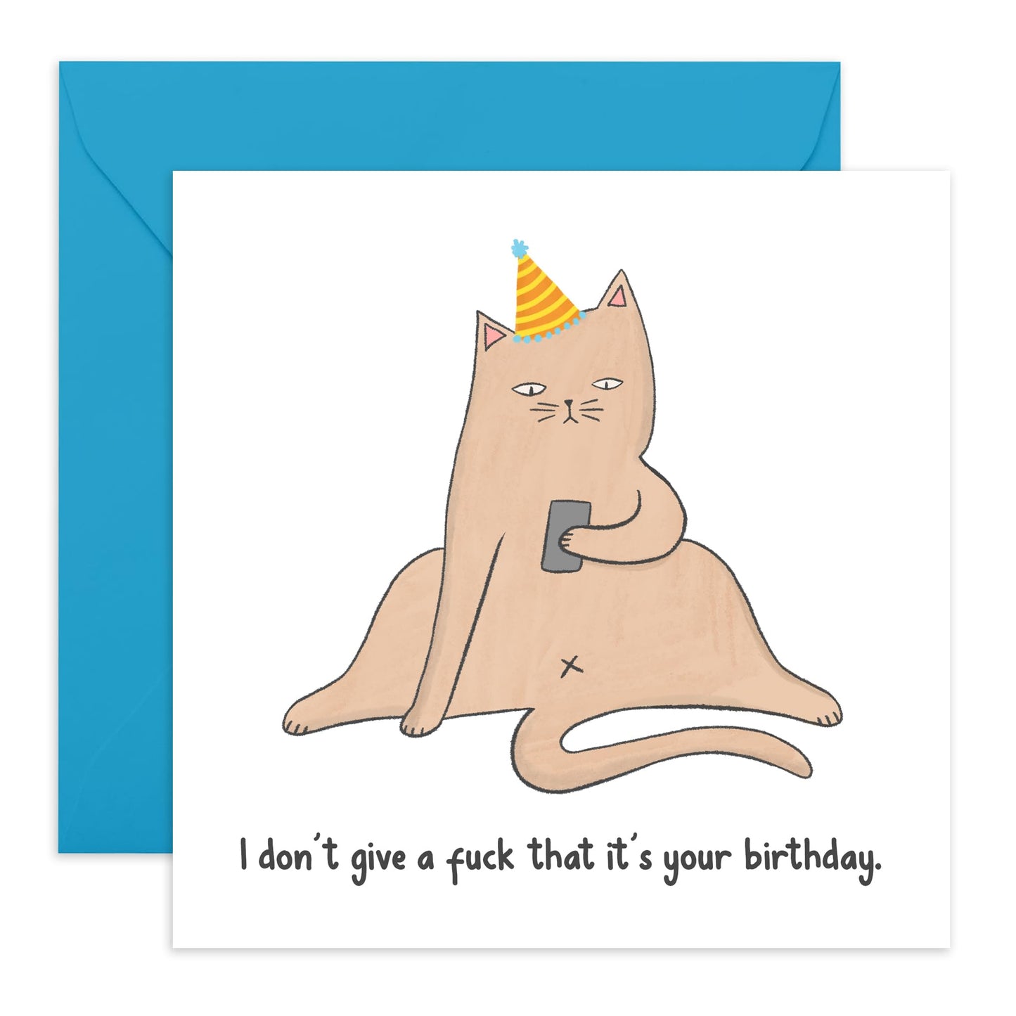 Funny Birthday Card For Men And Women - I Don't Give A F*ck That It's Your Birthday - Rude Birthday Gifts For Friends Brother Sister - Cat Lovers - Comes With Fun Stickers - By Central 23