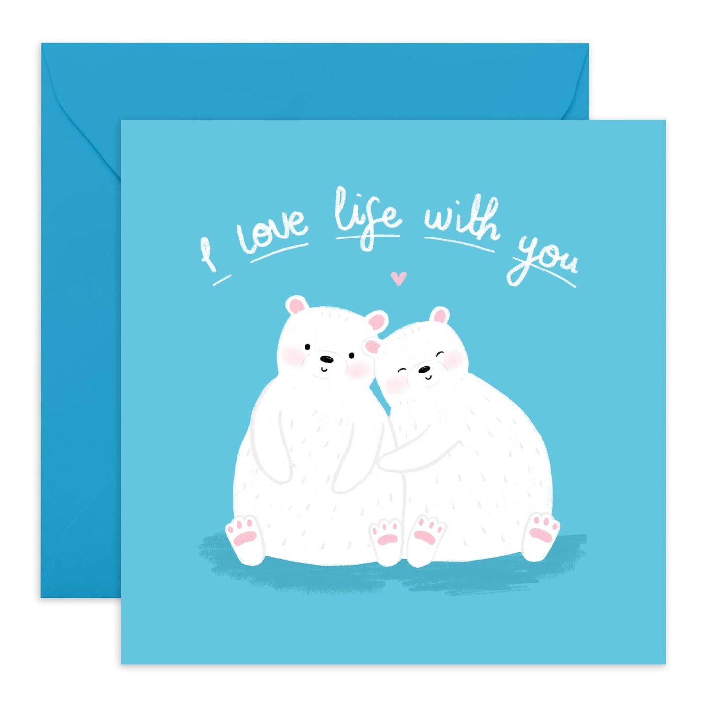 Wedding Anniversary Card For Husband - Love Life With You - Polar Bears Valentine's Card For Couple - Wife Anniversary Card - Sweet I Love You Gifts For Him Her - Comes With Stickers By Central 23