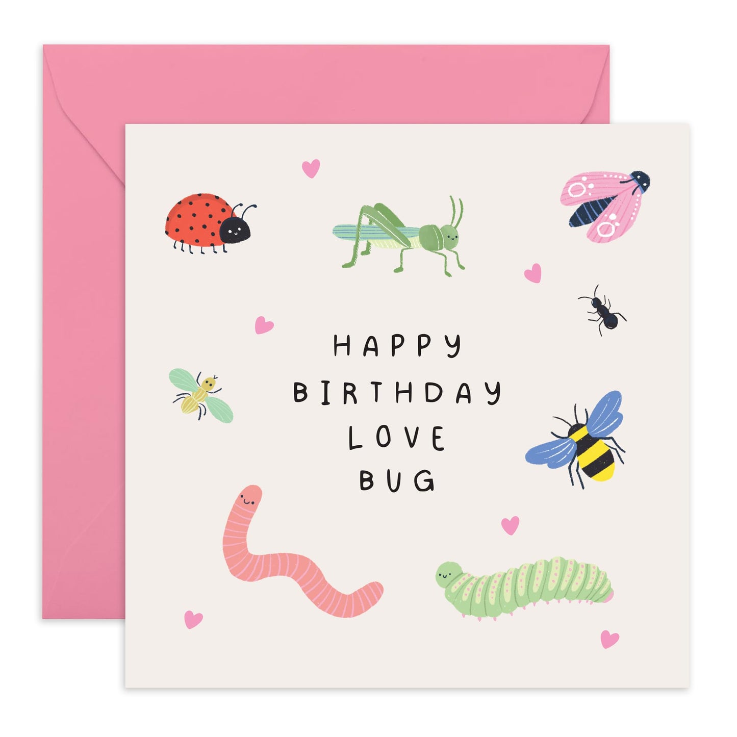Sweet Birthday Card For Her - 'Happy Birthday Love Bug' - Presents for Daughter, Wife, Kids, Children, Spouse - Endearment - Comes with Fun Stickers