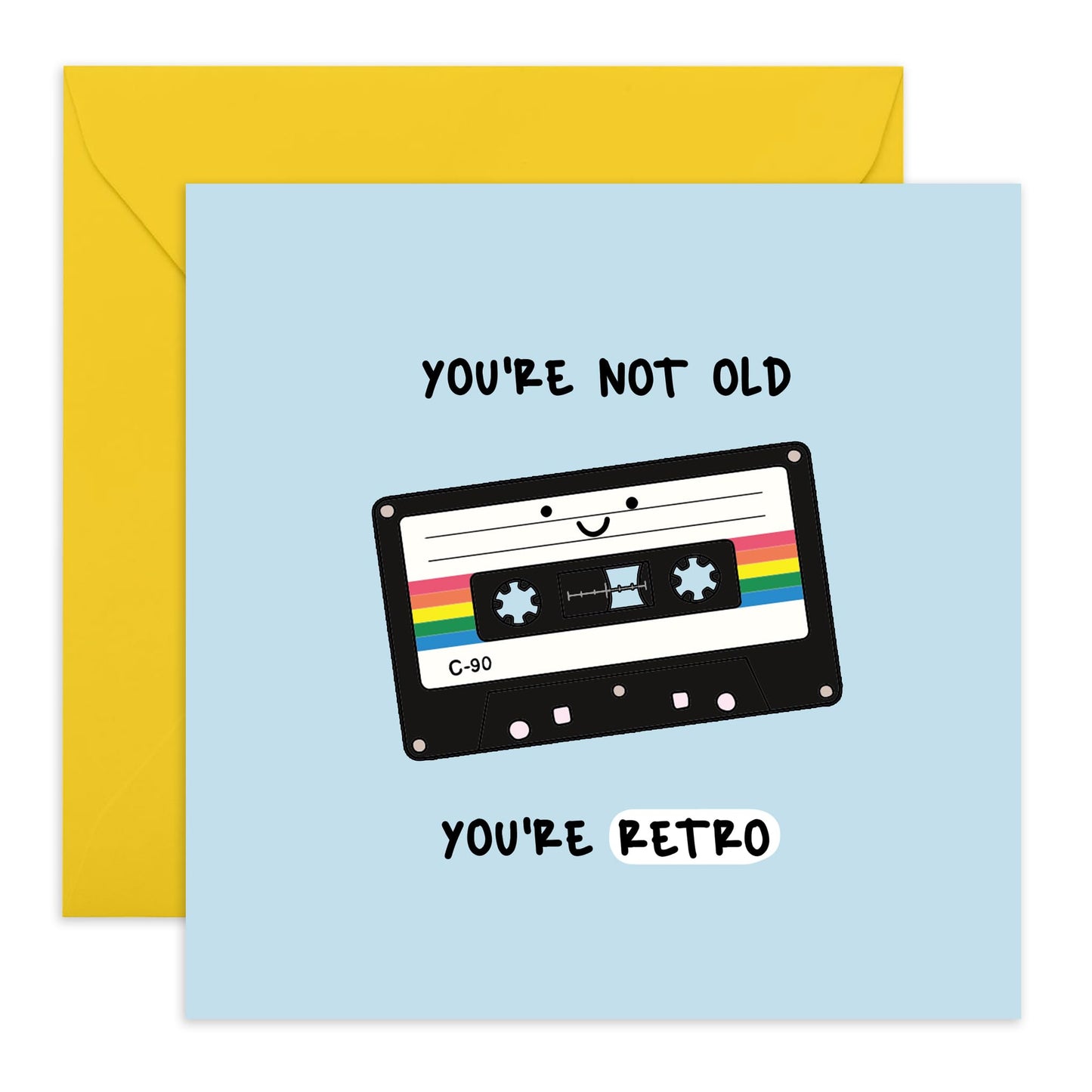 Greeting Card - 'RETRO - YOU'RE NOT OLD YOU'RE RETRO' - Perfect for a Fun and Vintage Touch to Birthday Celebrations - Ideal for Him Her Friends, Family, Colleagues - Comes With Stickers By Central 23