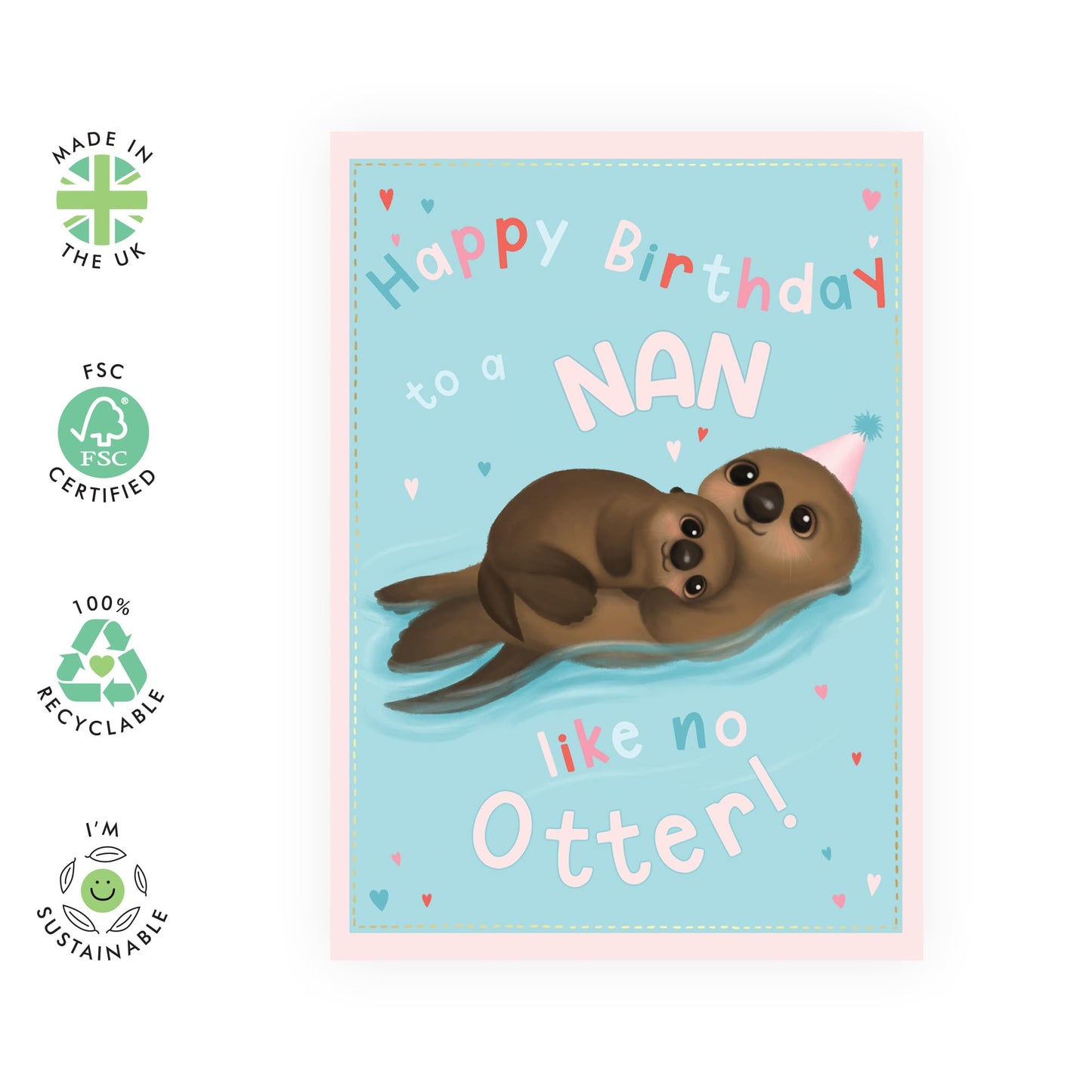 Creative & Cute Birthday Card- 'Nan Like No Otter' - Gifts for Grandmother, Grandma, Grandparent, Nana, Nanny, Gran - Adorable Animals - Comes with Fun Stickers