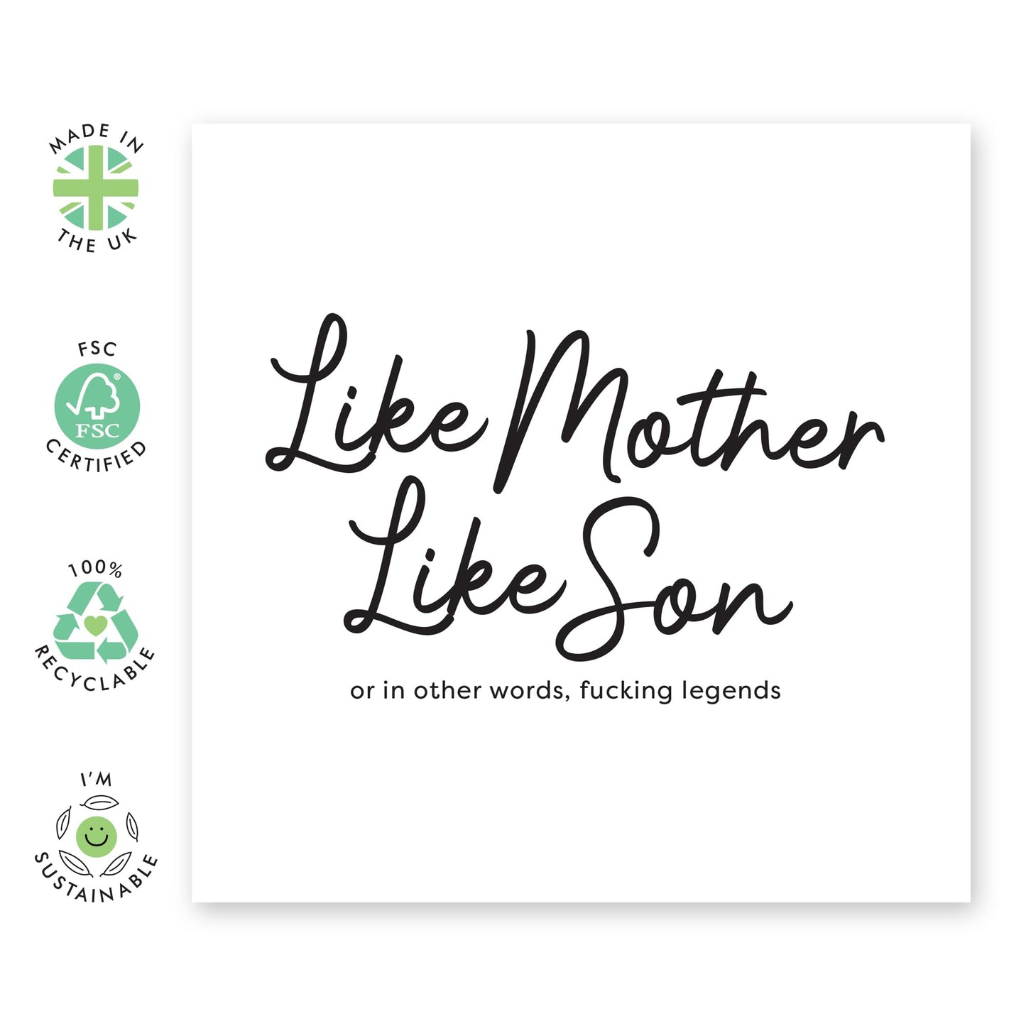Mum Birthday Card Quirky - Like Mother, Like Son - Mothers Day Cards for Her, Mummy, Ma, Mama, Women - Thank You Gift From Son, Children, Family, Husband - Comes With Stickers