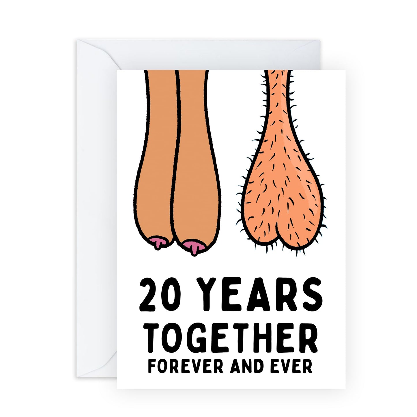 Hilarious 20th Anniversary Card - '20 Years Together Forever' - Gifts for Husband, Wife, Her, Him, Spouse, Partner, Honey, Babe - Balls and Melons - Comes with Fun Stickers