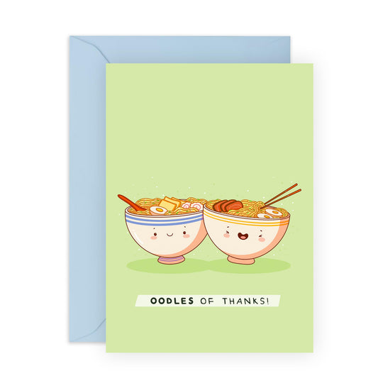 Thank You Greeting Cards For Her - Kawaii Oodles Of Thanks - Sweet Appreciation Cards For Women - Noodles Cards- Gift For Mummy Mum - Sister - Best Friend - Comes With Fun Stickers - By Central 23