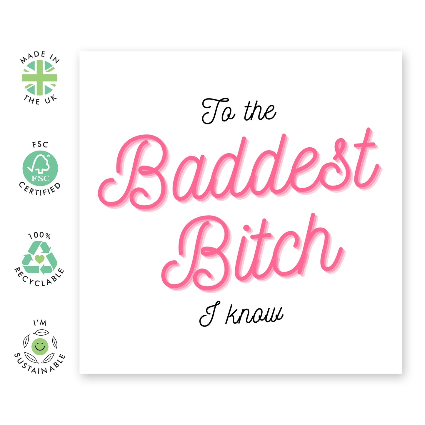 Wife Birthday Card - Mother's Day Cards For Mum - To The Baddest B*tch I Know - Affirmation Cards For Women Best Friend - Gifts For Her Wife Nan Aunt - Comes With Stickers By Central 23