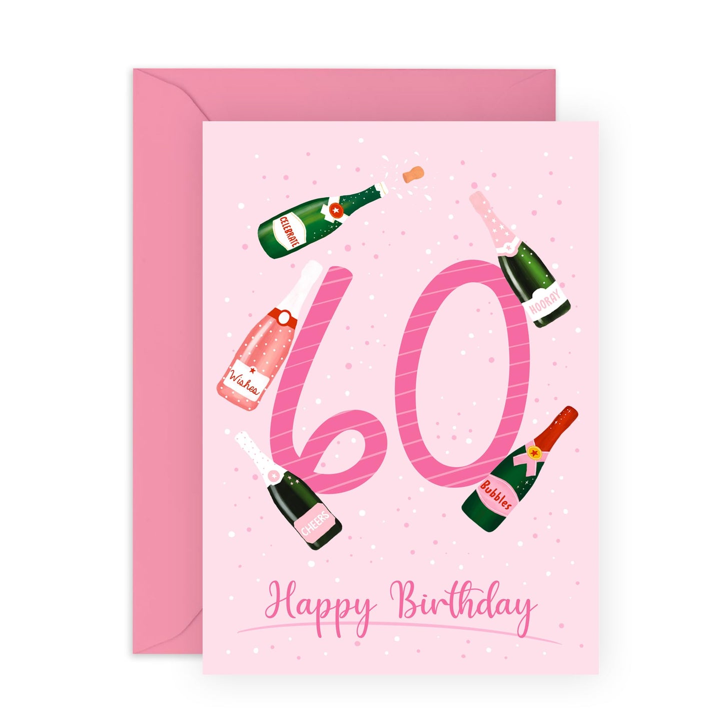 60th Birthday Card For Women - Prosecco Birthday Age 60 - Wife Mum - Sister - Wine Birthday Card - Happy Sixtieth Birthday Greeting Card Female Friends - Comes With Fun Stickers - By Central 23