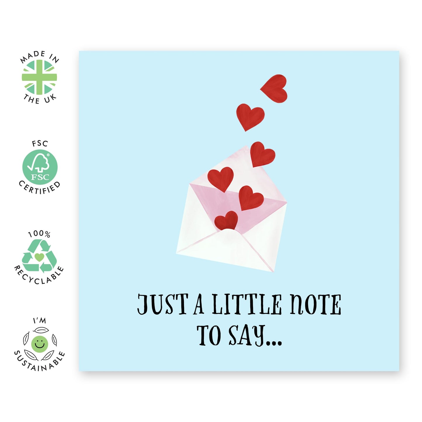 Romantic Valentines Day Card - 'Just a little note' - Message to Wife, Husband, Girlfriend, Boyfriend, Couple, Partner, Friend, Date, Crush - Love is in the Air - Comes with Fun Stickers