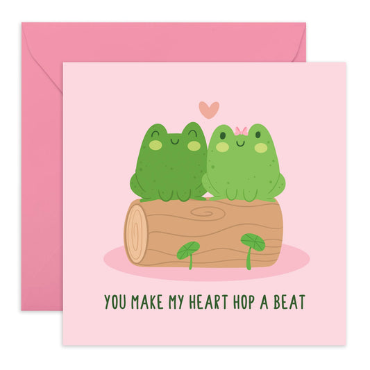 Wife Husband Anniversary Card - Frogs Heart Hop A Beat - Birthday Card For Men Women - Valentines Card Girlfriend Boyfriend - Love Cards For Him Her - Comes With Stickers By Central 23