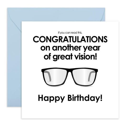Birthday Card For Him Her - Congrats Another Year Of Vision - Sweet Birthday Cards For Men Women - Gifts For Mum Or Dad - Best Friend - From Friend Bff - Comes With Stickers By Central 23