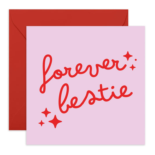 Bestie Birthday Card - Sweet Friendship Gifts For Women - Forever Bestie - Thank You Appreciation For Best Friend Bff Colleague - Gifts For Her - Comes With Stickers - By Central 23