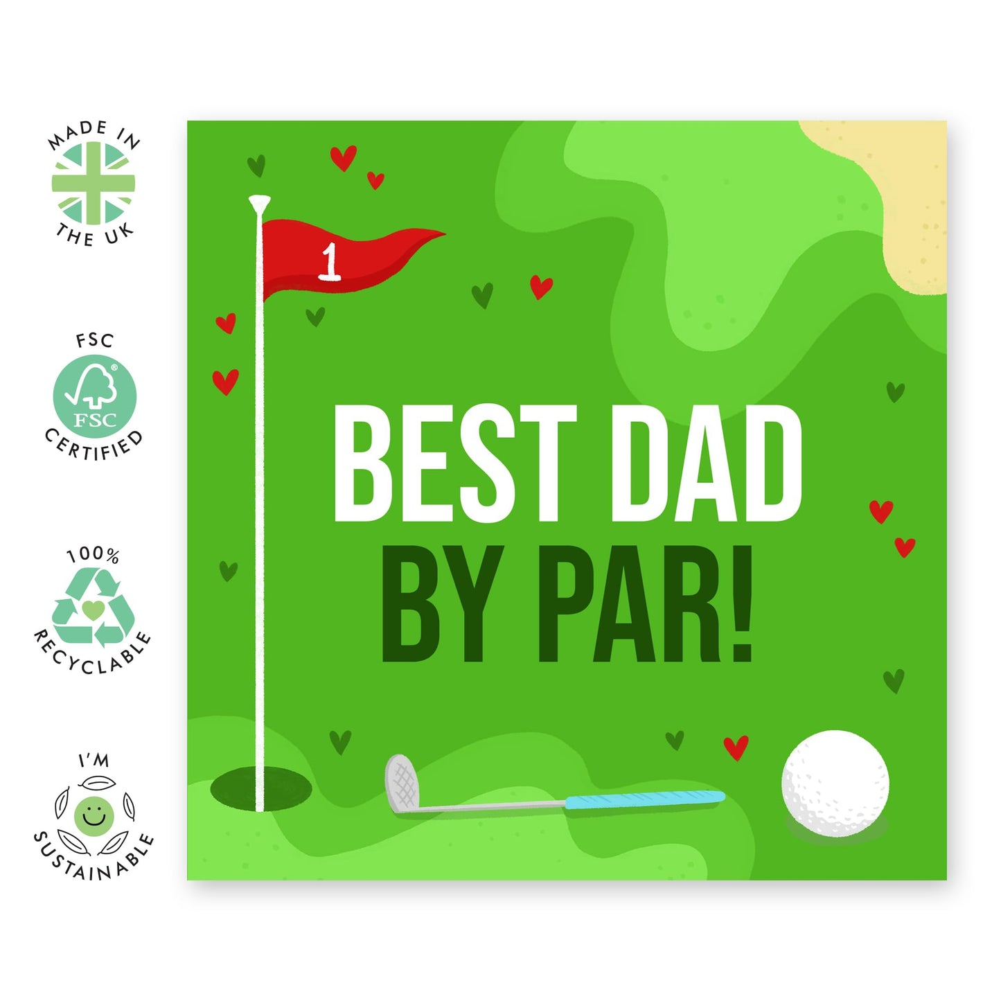 Golf Birthday Card For Dad - Best Dad By Par Golf - Fathers Day Card For Him - Dad Birthday Card - Appreciation Thank You Gifts For Men Pop Papa Daddy - Comes With Fun Stickers By Central 23