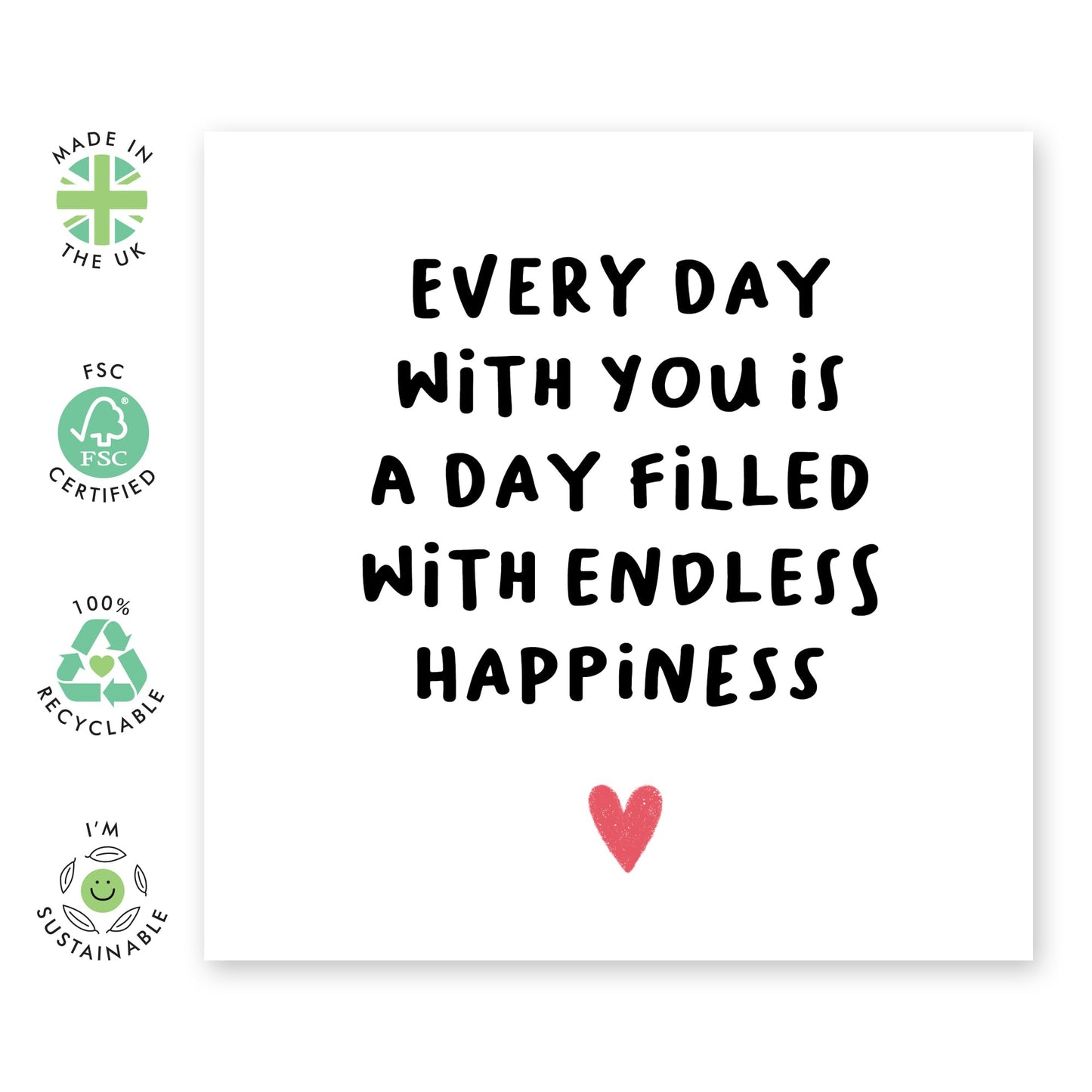 Anniversary Cards For Wife - Every Day Is A Day Filled With Happiness - Husband Birthday Card - Valentine Card For Girlfriend Boyfriend - Gifts For Women - Comes With Fun Stickers - By Central 23